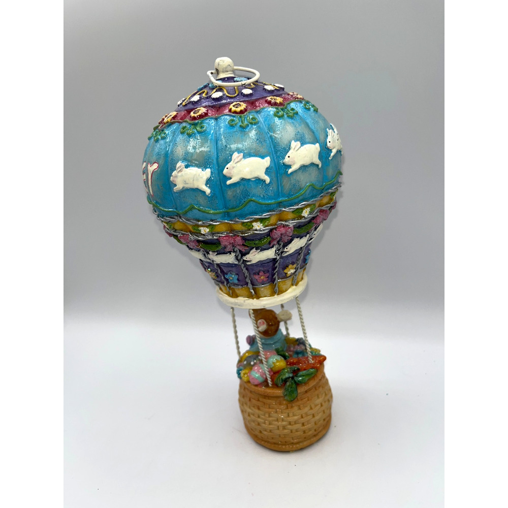 Vintage HTF Beautiful Happy Easter Bunny Rabbit In A Hot Air Balloon Flying - Picture 11 of 16